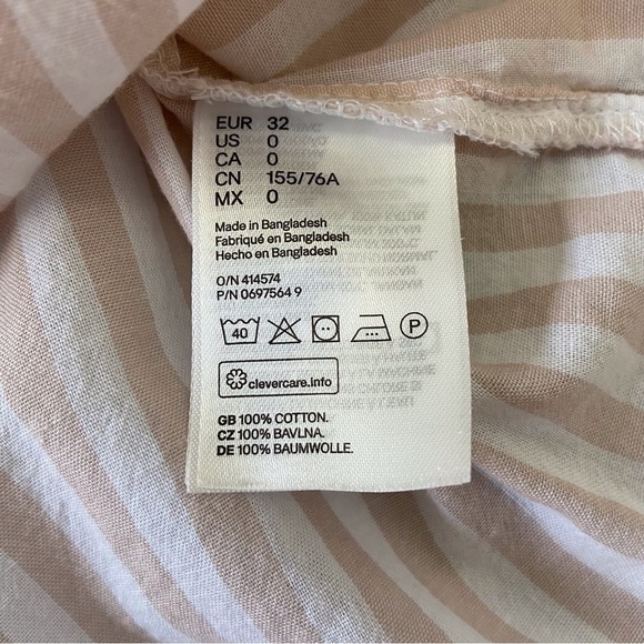 2/40$ H&M Divided 100% cotton button down shirt lightweight white beige striped - Picture 7 of 13